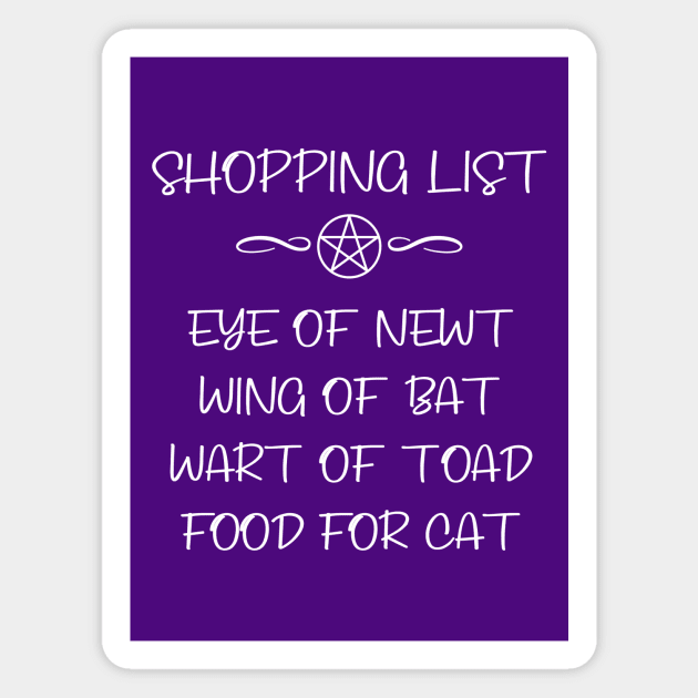 Cat Food and Eye of Newt Witchy Shopping List Cheeky Witch® Magnet by Cheeky Witch